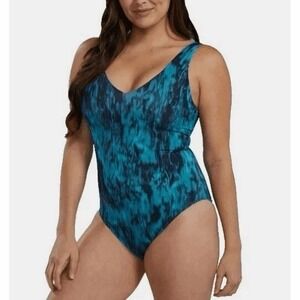 TYR Women's Swimsuit Small Blue Green Tie Dye Control Fit NWT